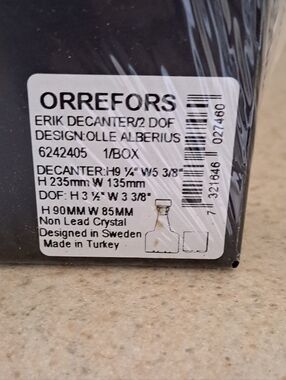 Orrefors Kostaboda Black and White Label Decanter Box